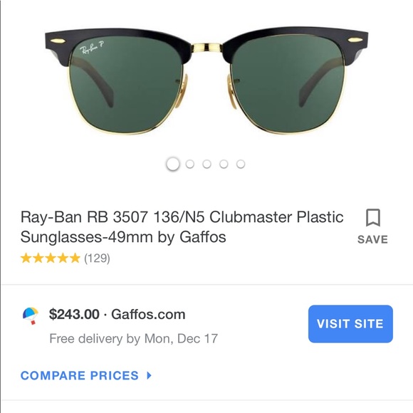 Ray Ban Club Master Polarized Black Sunglasses - Picture 7 of 7